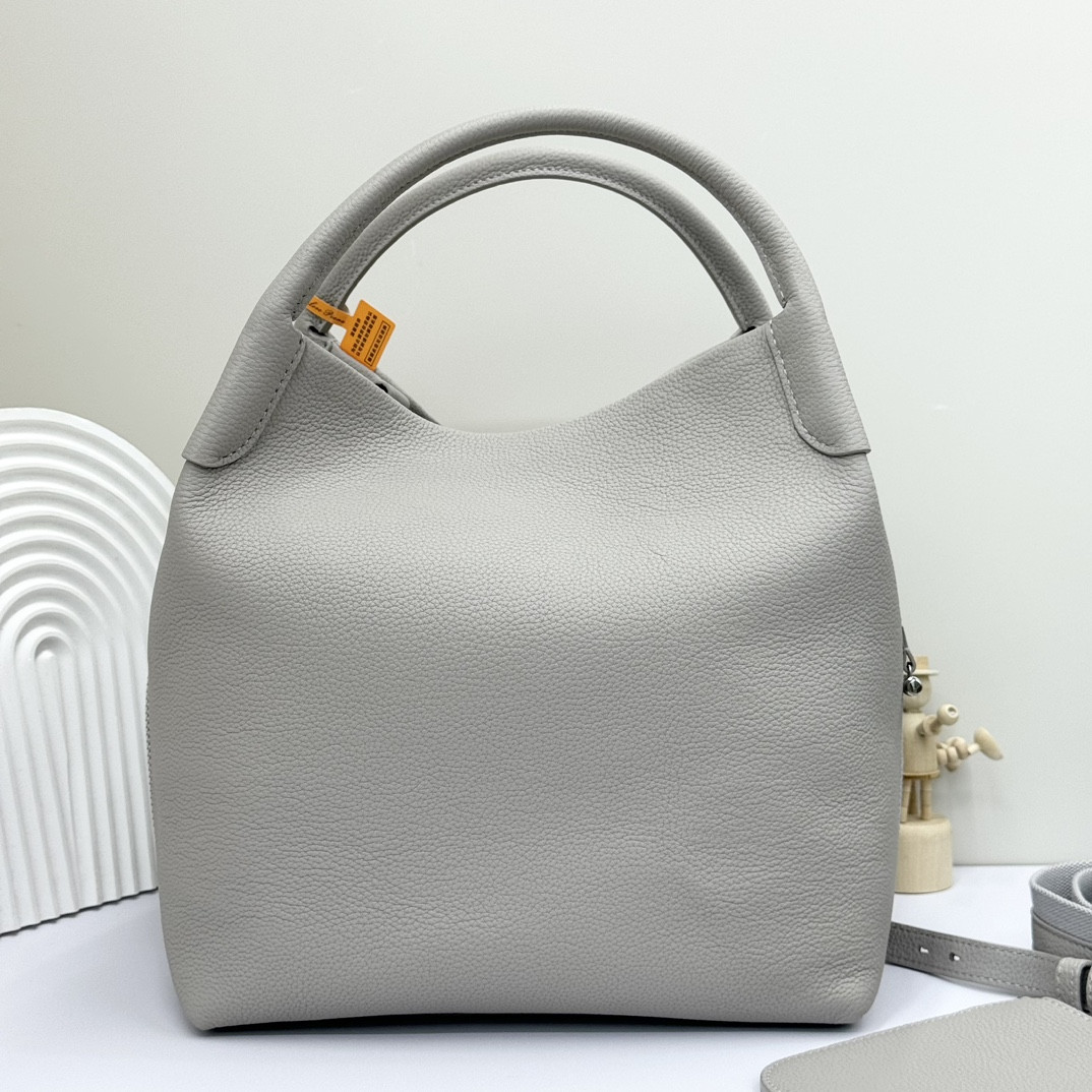 Loro Piana Large Bale Bag Grained Calfskin 24 x 20 x 27 cm