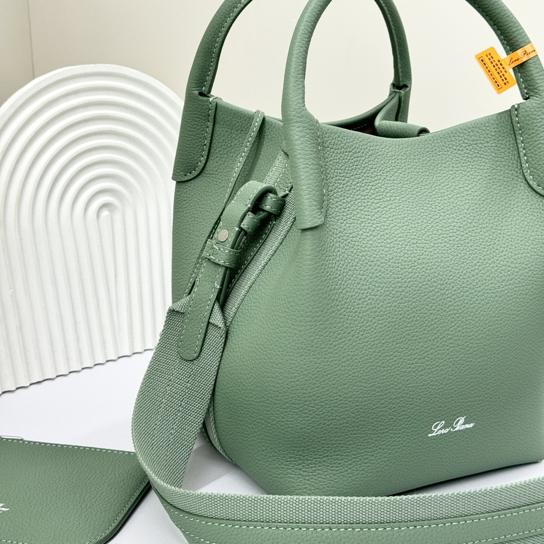 Loro Piana Small Bale Bag Grained Calfskin 17 x 17 x 21 cm