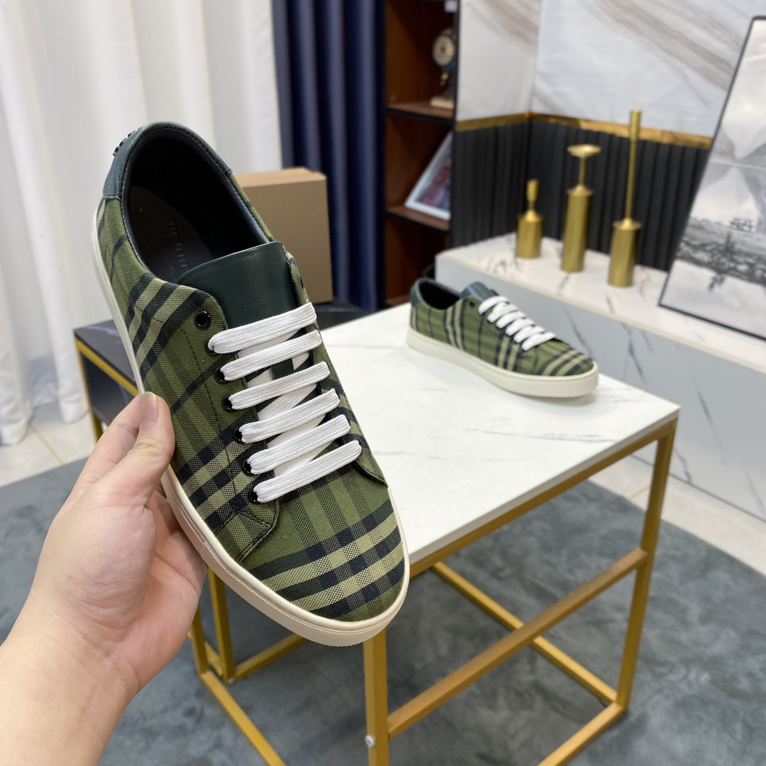 UA Burberry Check and Leather Sneakers