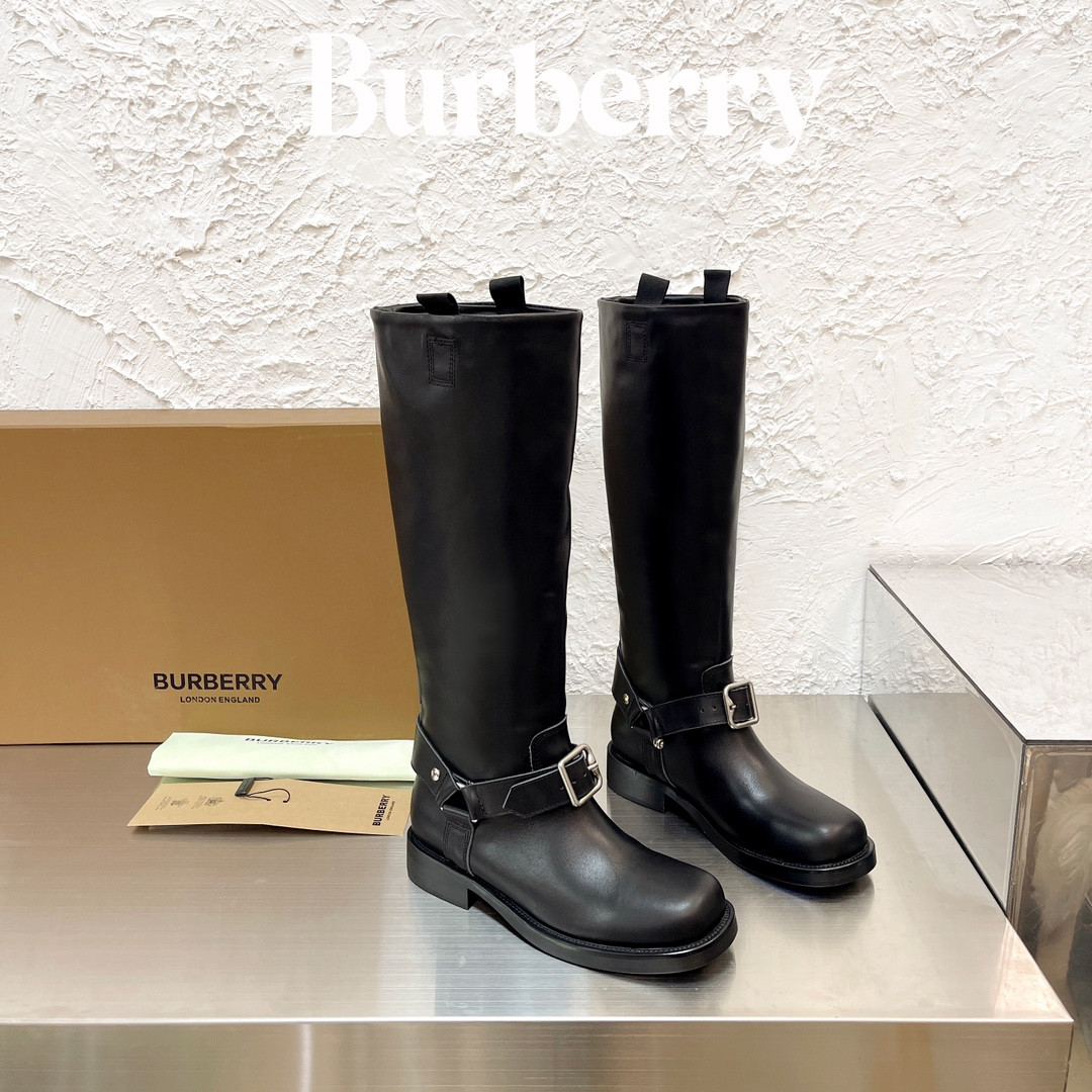 UA Burberry Leather Saddle Tall Boots