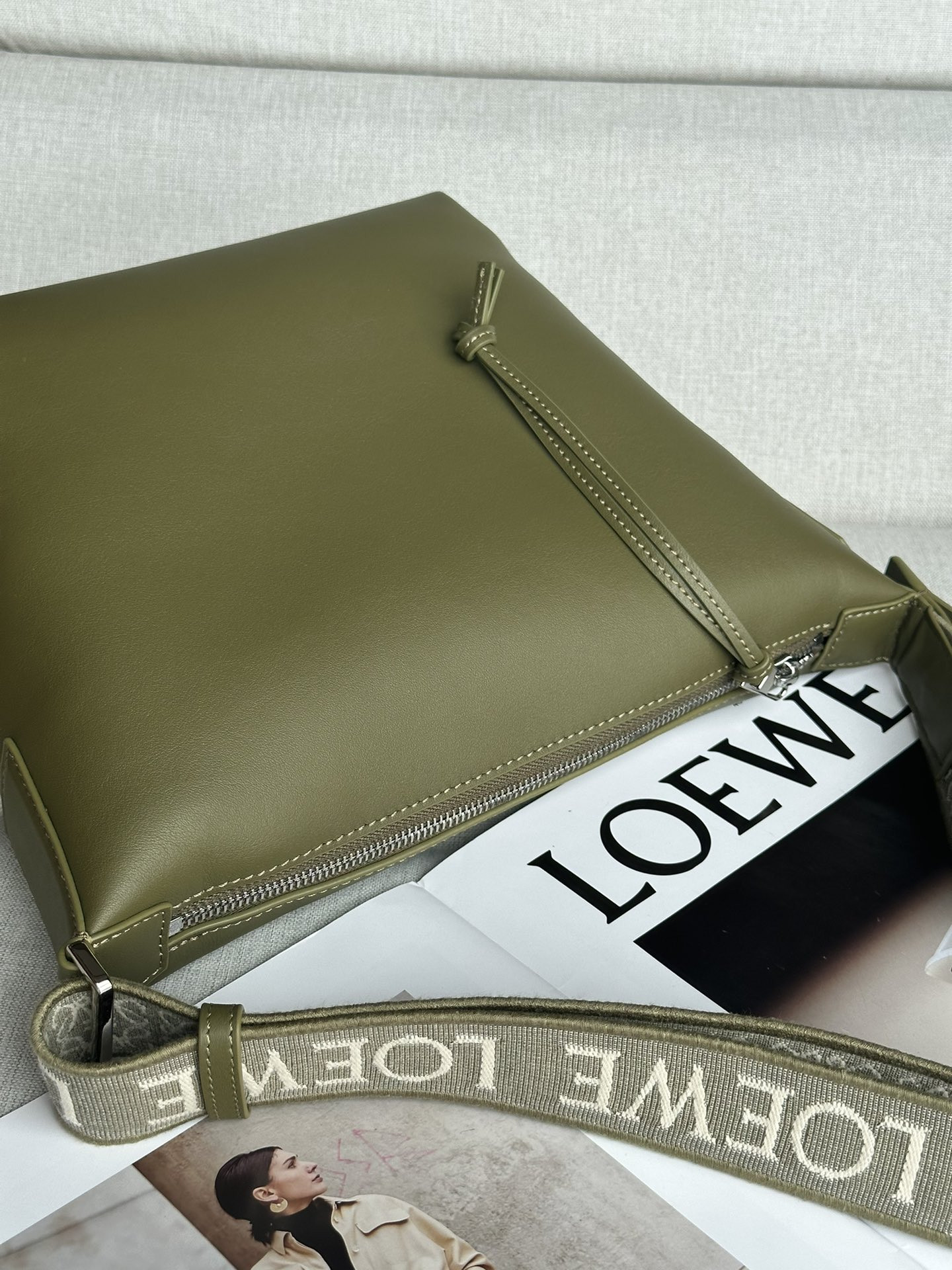 LOEWE Small Cubi crossbody bag in supple smooth calfskin and jacquard 29.5x10.5x22cm