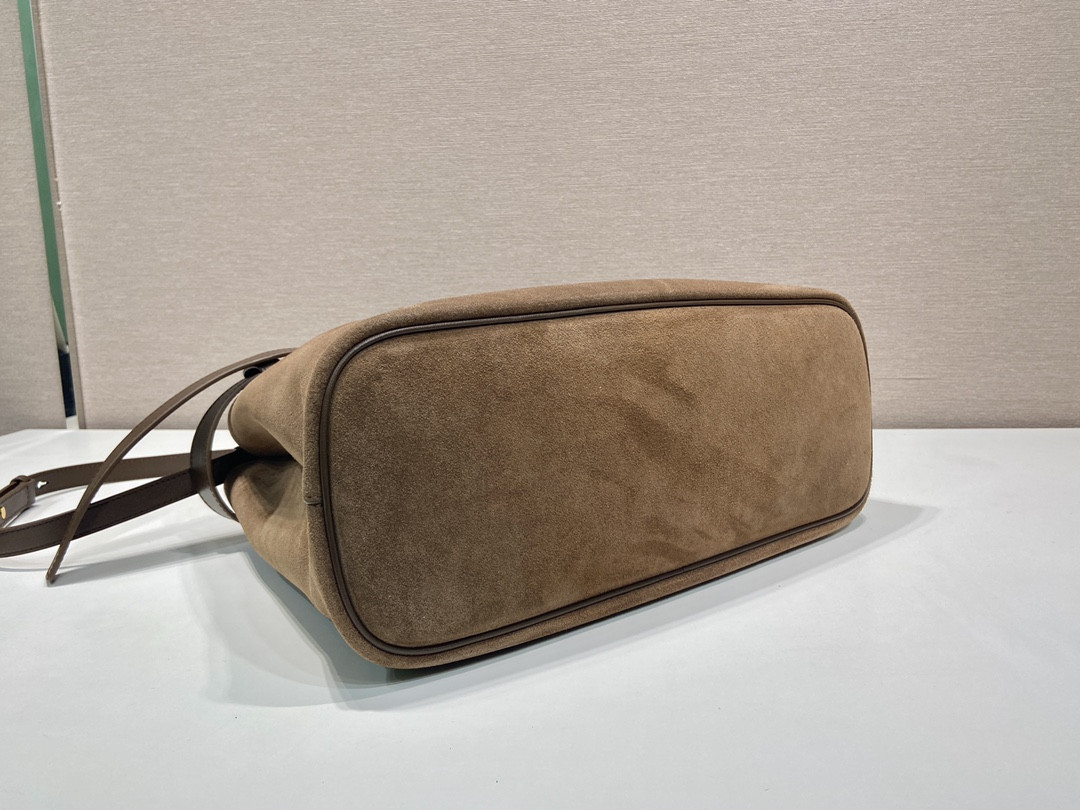 Prada Large Prada Buckle suede bag with belt  27.5x37.5x14cm