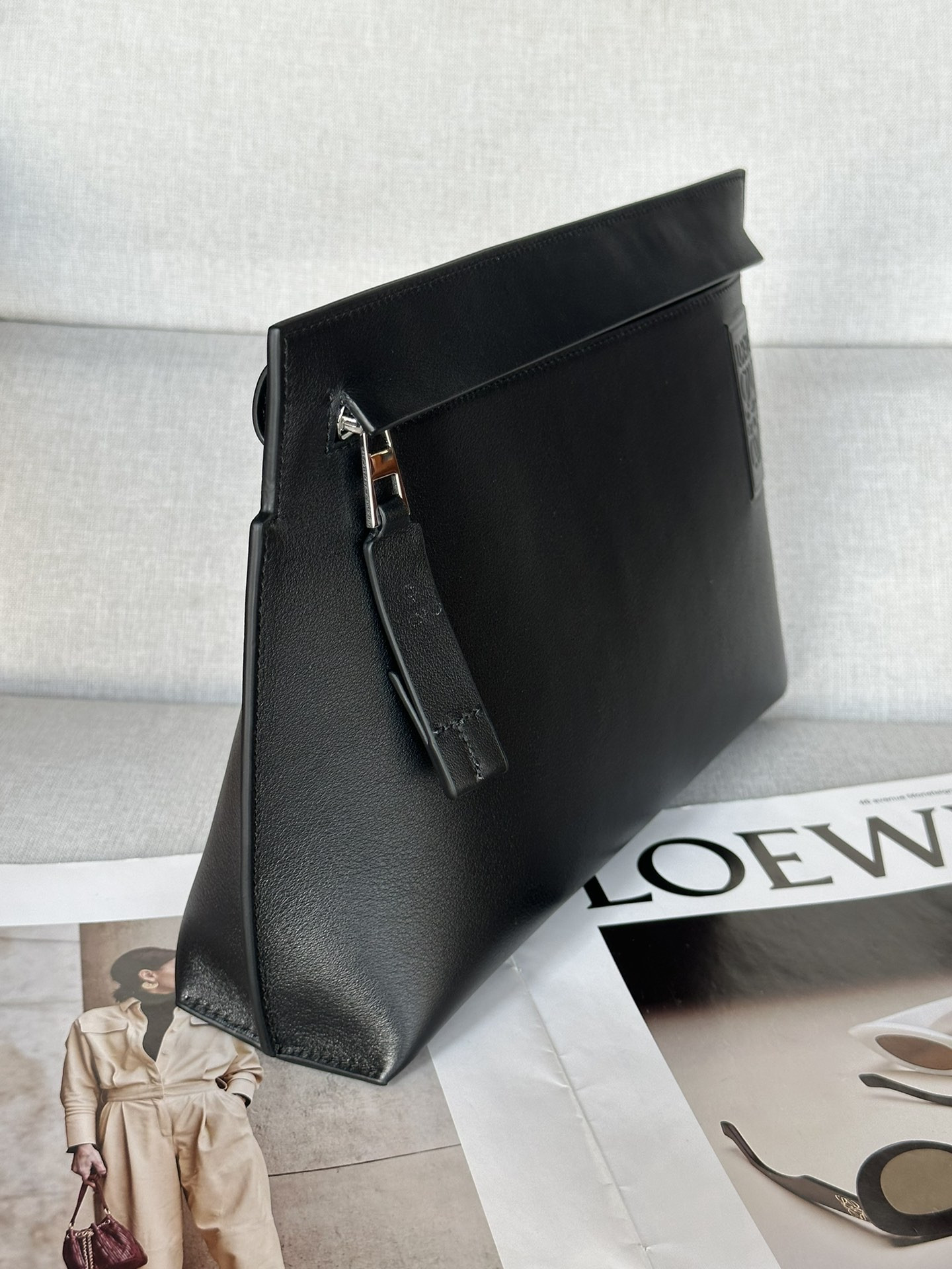 Loewe T Pouch in satin calfskin 29.5x6.5x20.5cm
