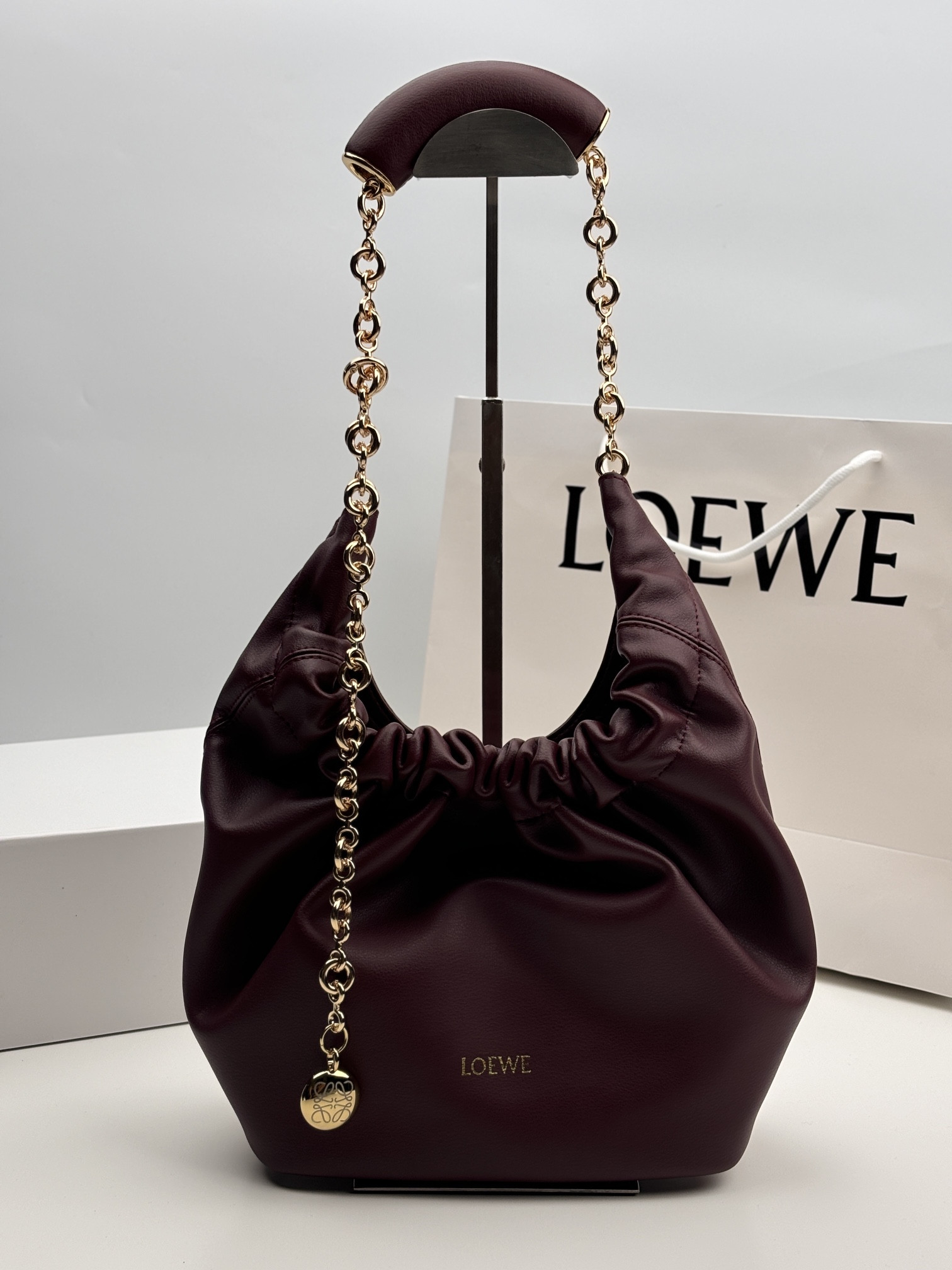 LOEWE Medium Squeeze bag in mellow nappa lambskin 34x33x13.5cm