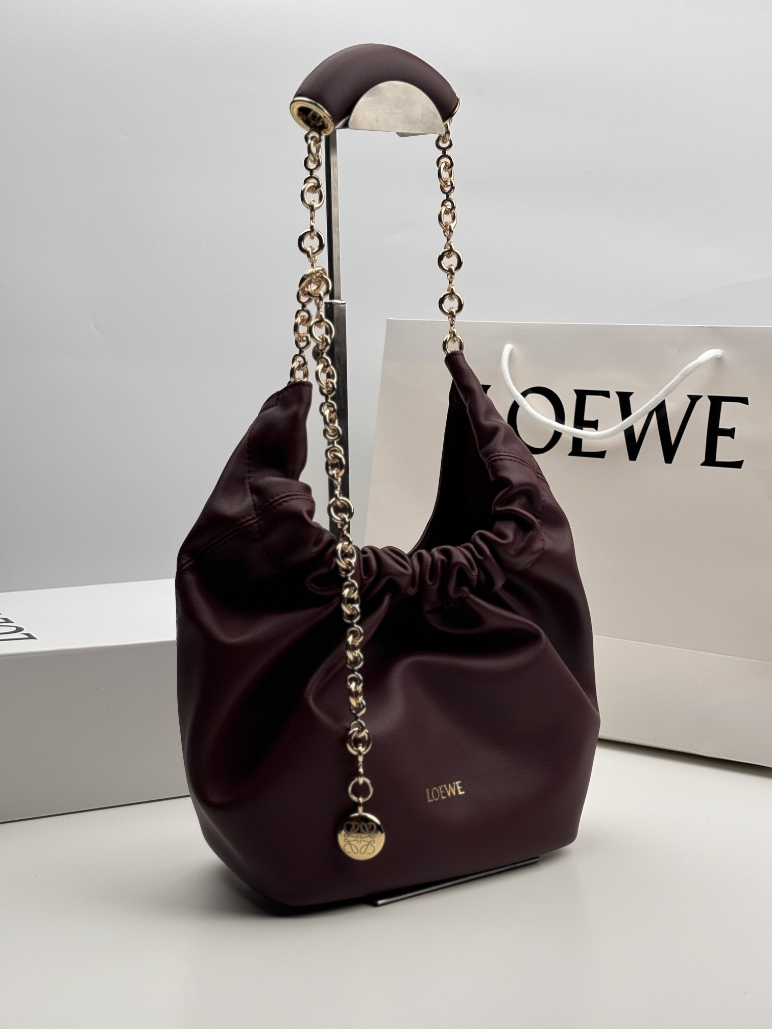 LOEWE Medium Squeeze bag in mellow nappa lambskin 34x33x13.5cm