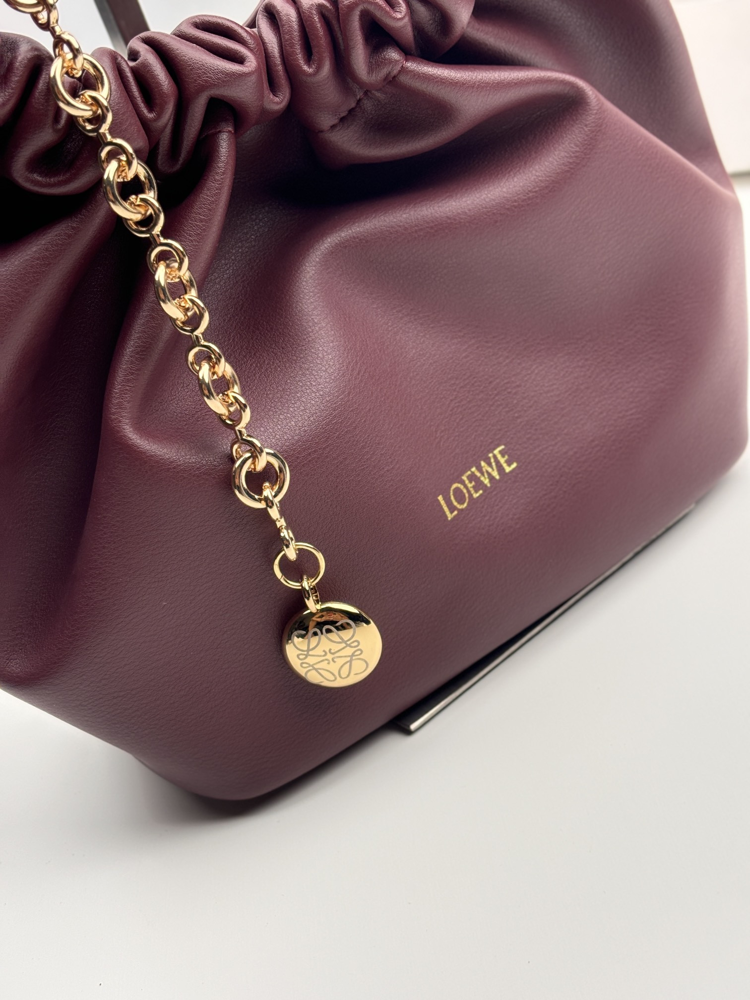 LOEWE Medium Squeeze bag in mellow nappa lambskin 34x33x13.5cm