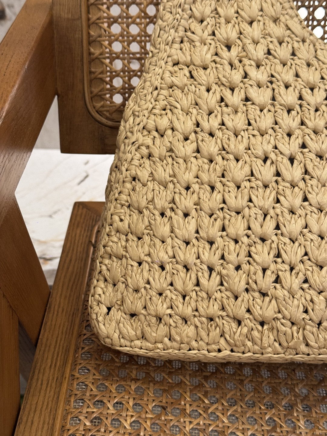 Celine CABAS TRIANGLE IN RAFFIA AND CALFSKIN 45 x 23 x 6cm