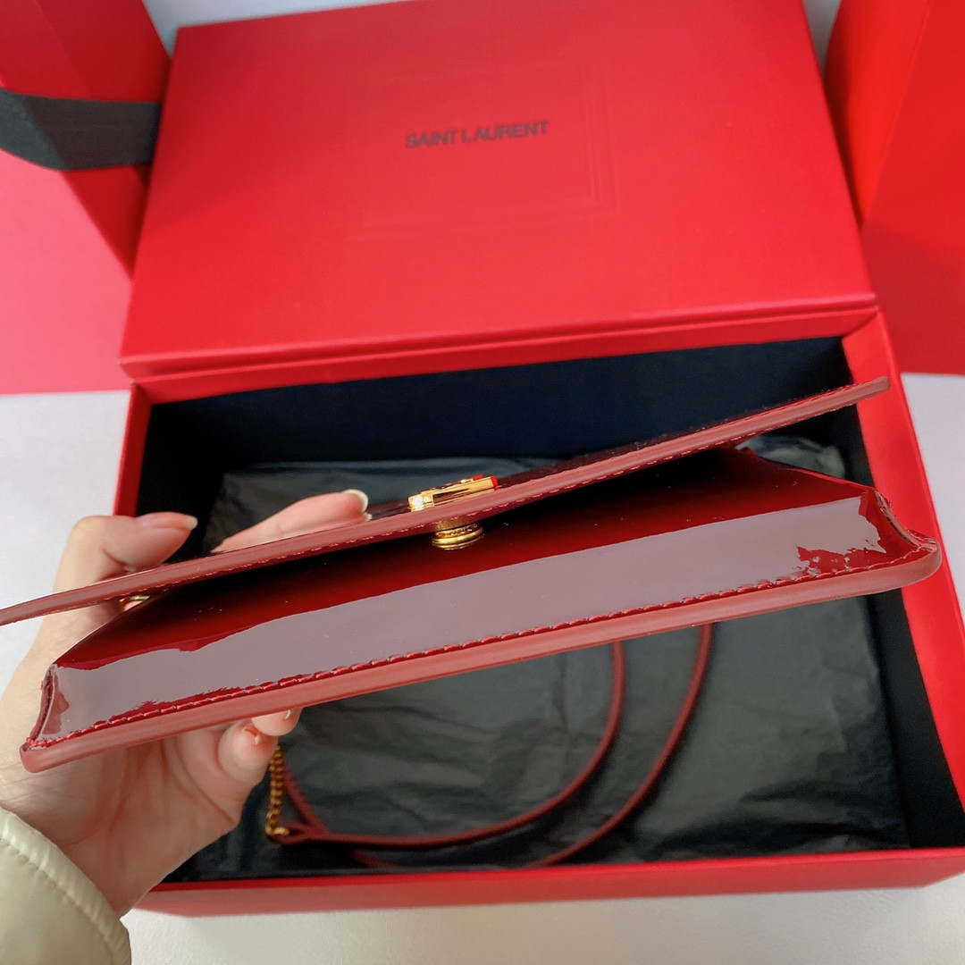 YSL Monogram phone holder with strap (patent leather) 18 x 11 x 2.5 CM