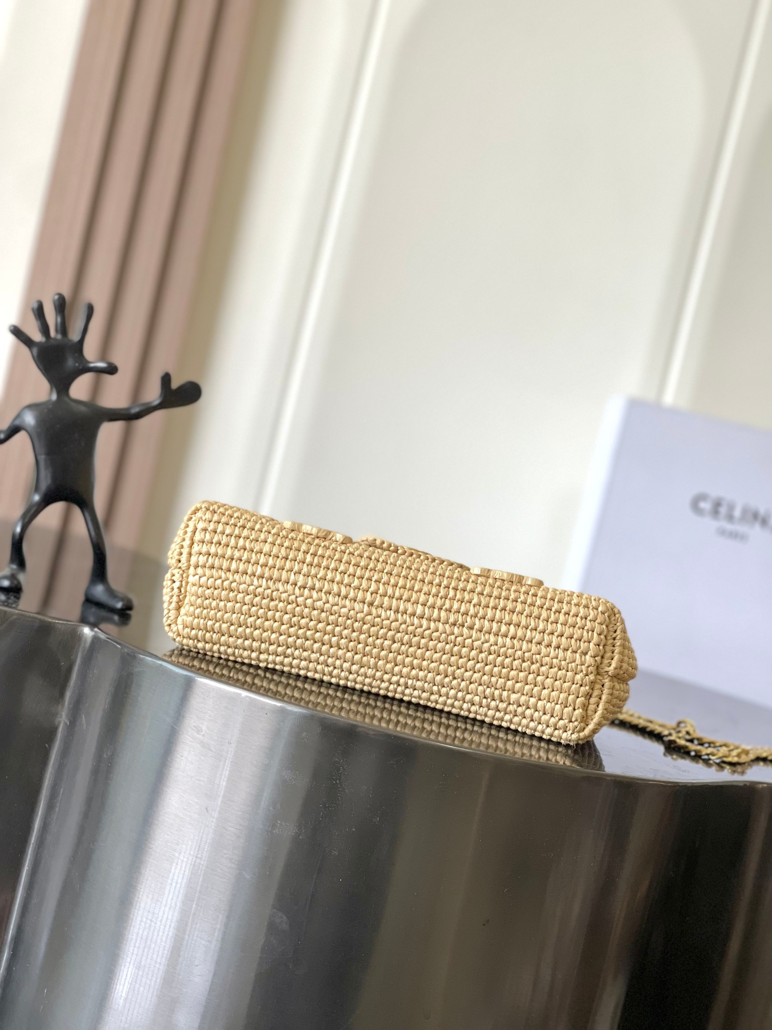 Celine Victoire Medium Bag IN RAFFIA WITH TRIOMPHE EMBROIDERIES 25x17x9cm