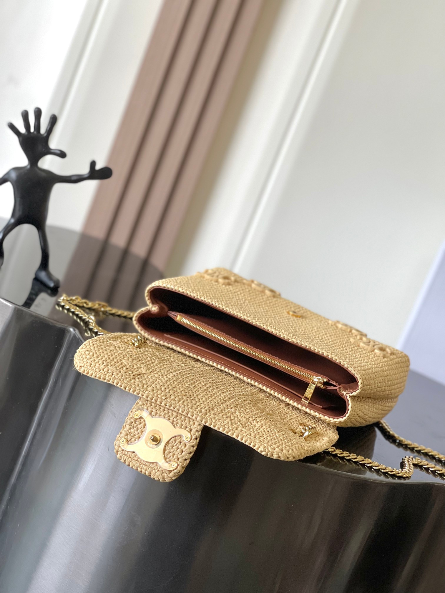 Celine Victoire Medium Bag IN RAFFIA WITH TRIOMPHE EMBROIDERIES 25x17x9cm