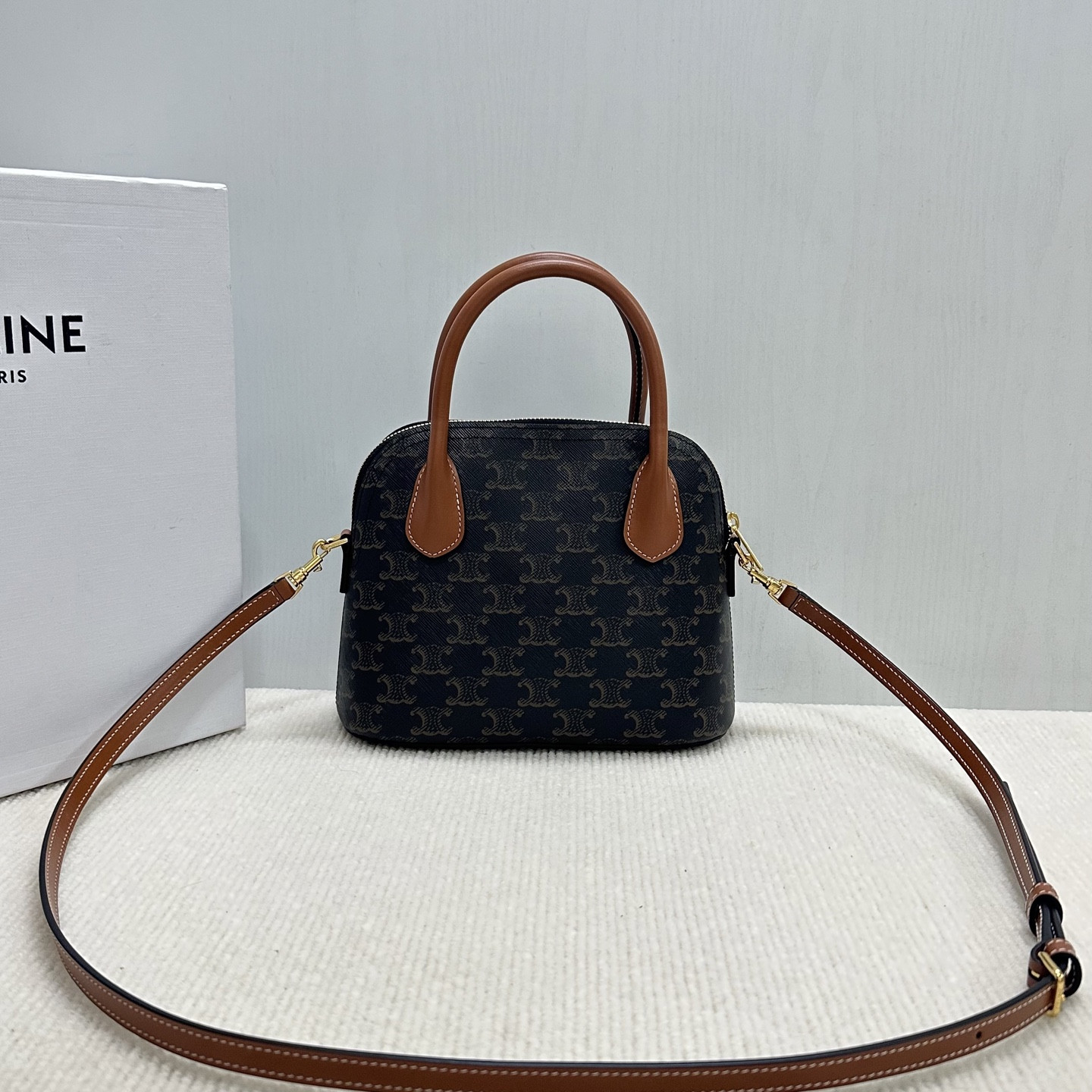 Celine TEEN HONORINE BAG IN Triomphe Canvas and Calfskin 22.5x17x10cm