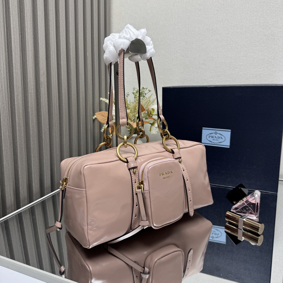 Prada Dangle medium leather top-handle bag 14x30x13.5cm