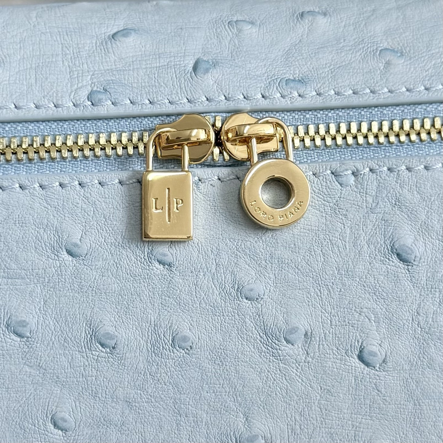 Loro Piana Extra Pocket L19 Ostrich-grained Leather 11 x 19 x 6.5 cm