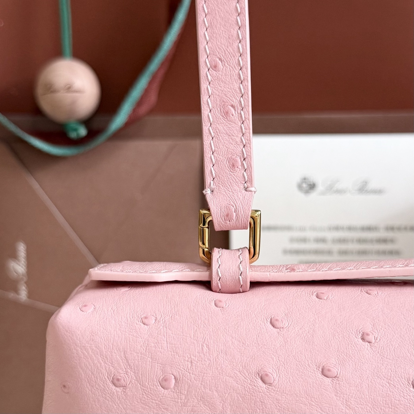 Loro Piana Extra Pocket L27 Ostrich-grained Leather 16x27x10cm