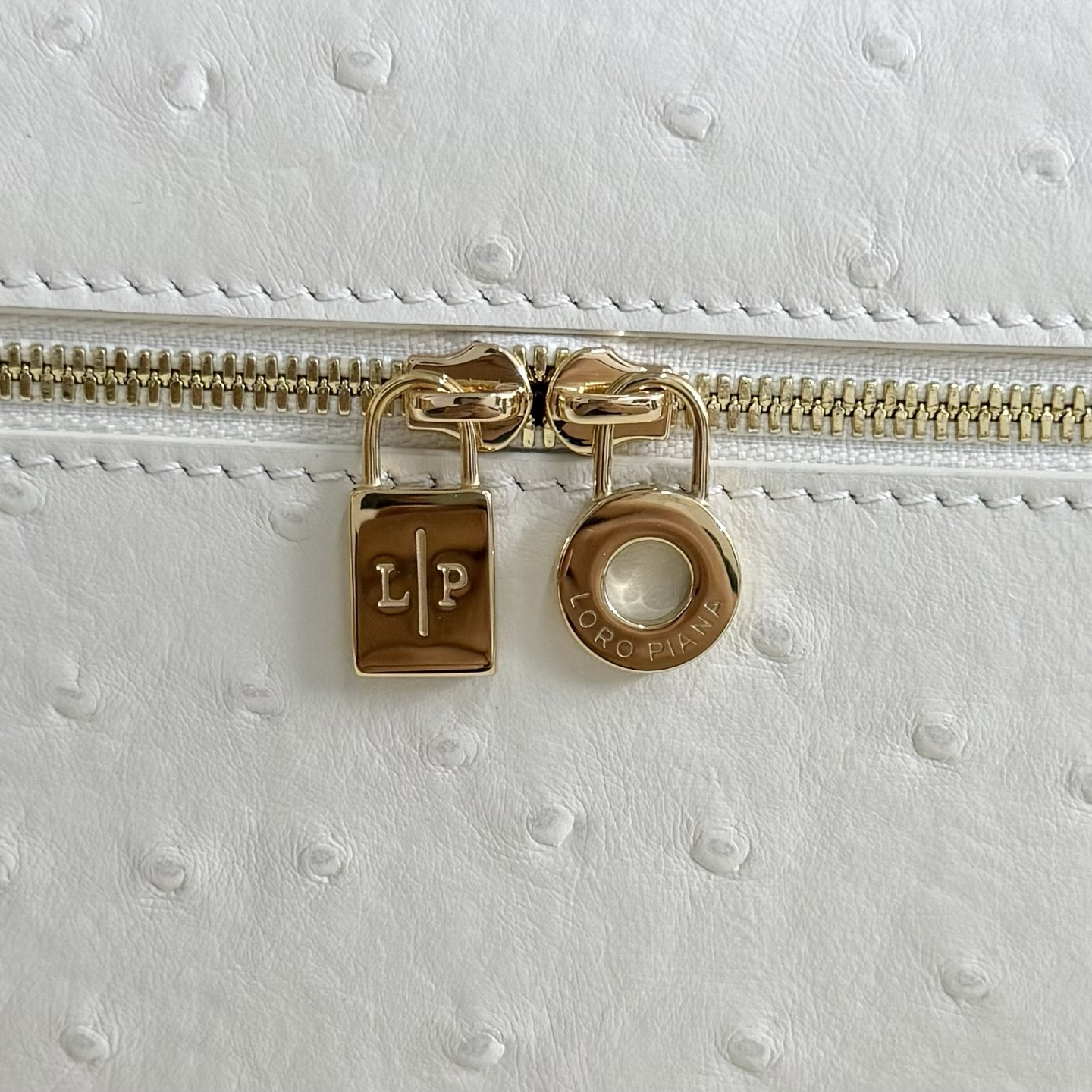 Loro Piana Extra Pocket L27 Ostrich-grained Leather 16x27x10cm