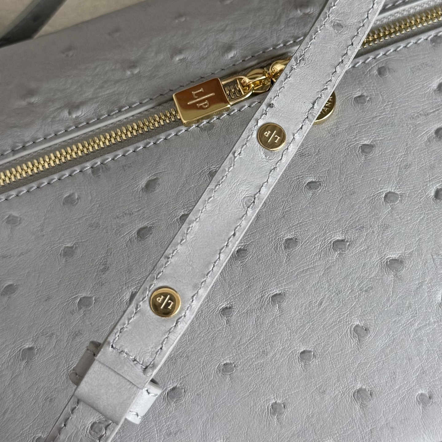 Loro Piana Extra Pocket L27 Ostrich-grained Leather 16x27x10cm