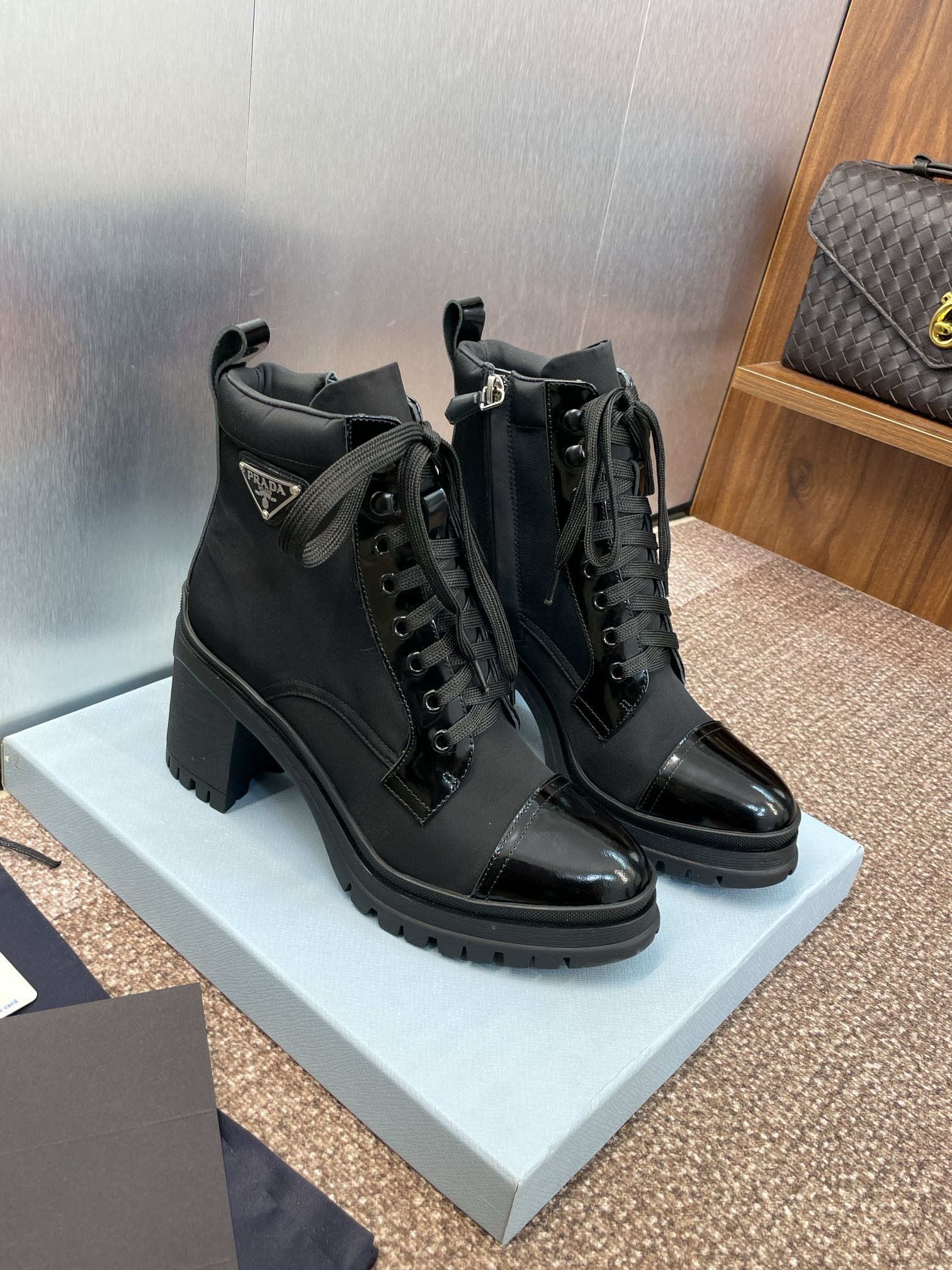 UA Prada Re-Nylon and Leather Booties
