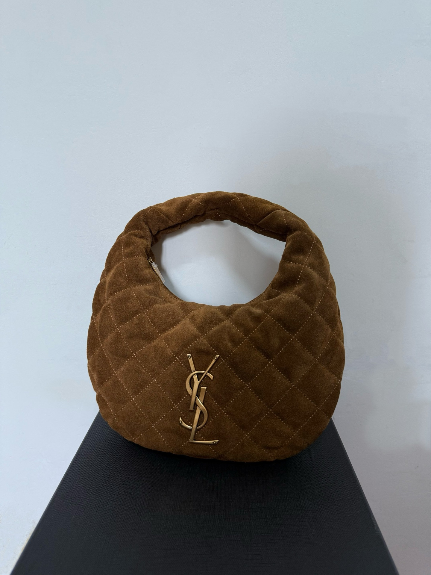 YSL ICARINO in Quilted Suede 17x15.5x3cm